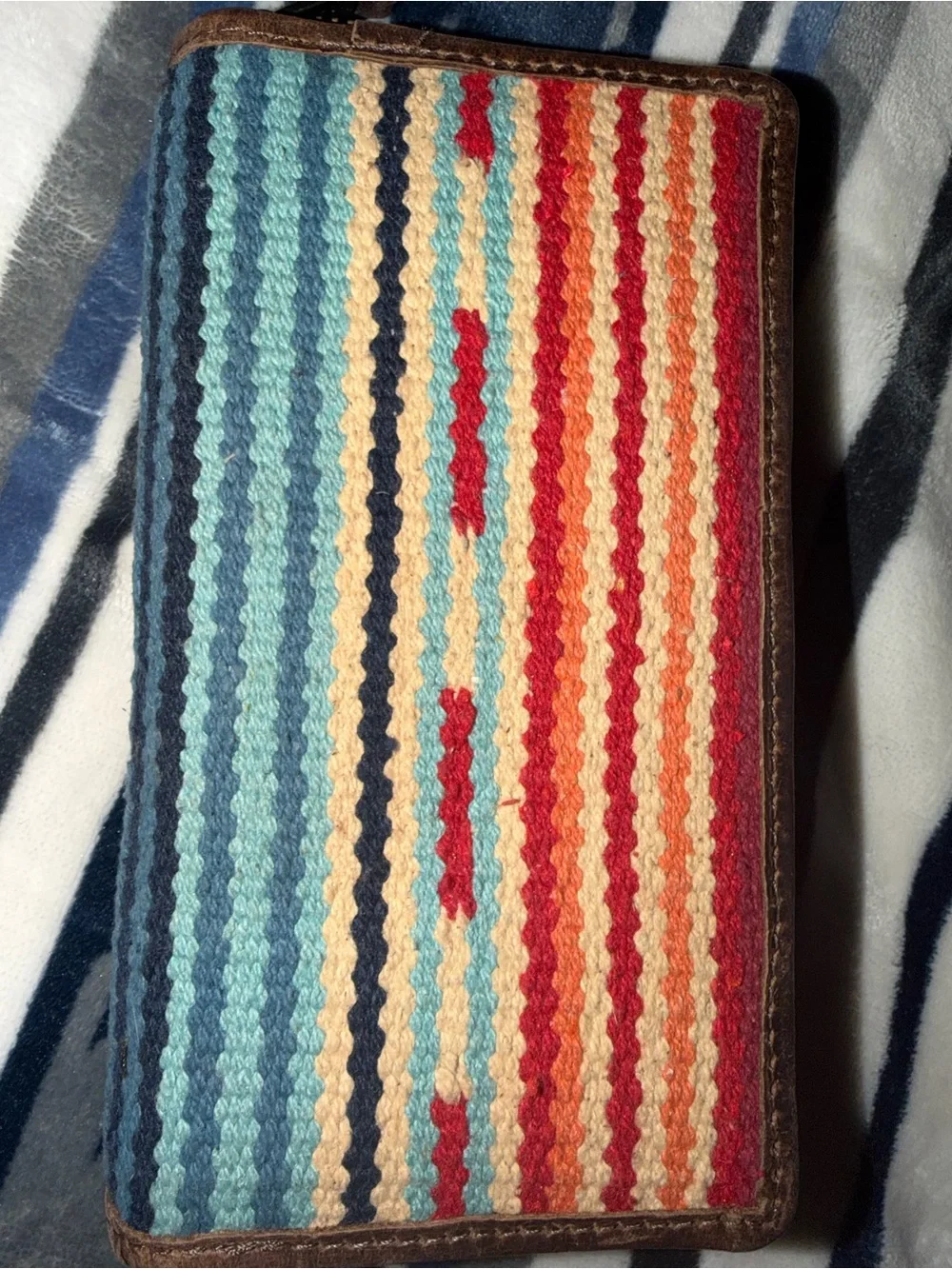 Patchwork Multi-Texture Wallet in Brown, Turquoise & Leopard